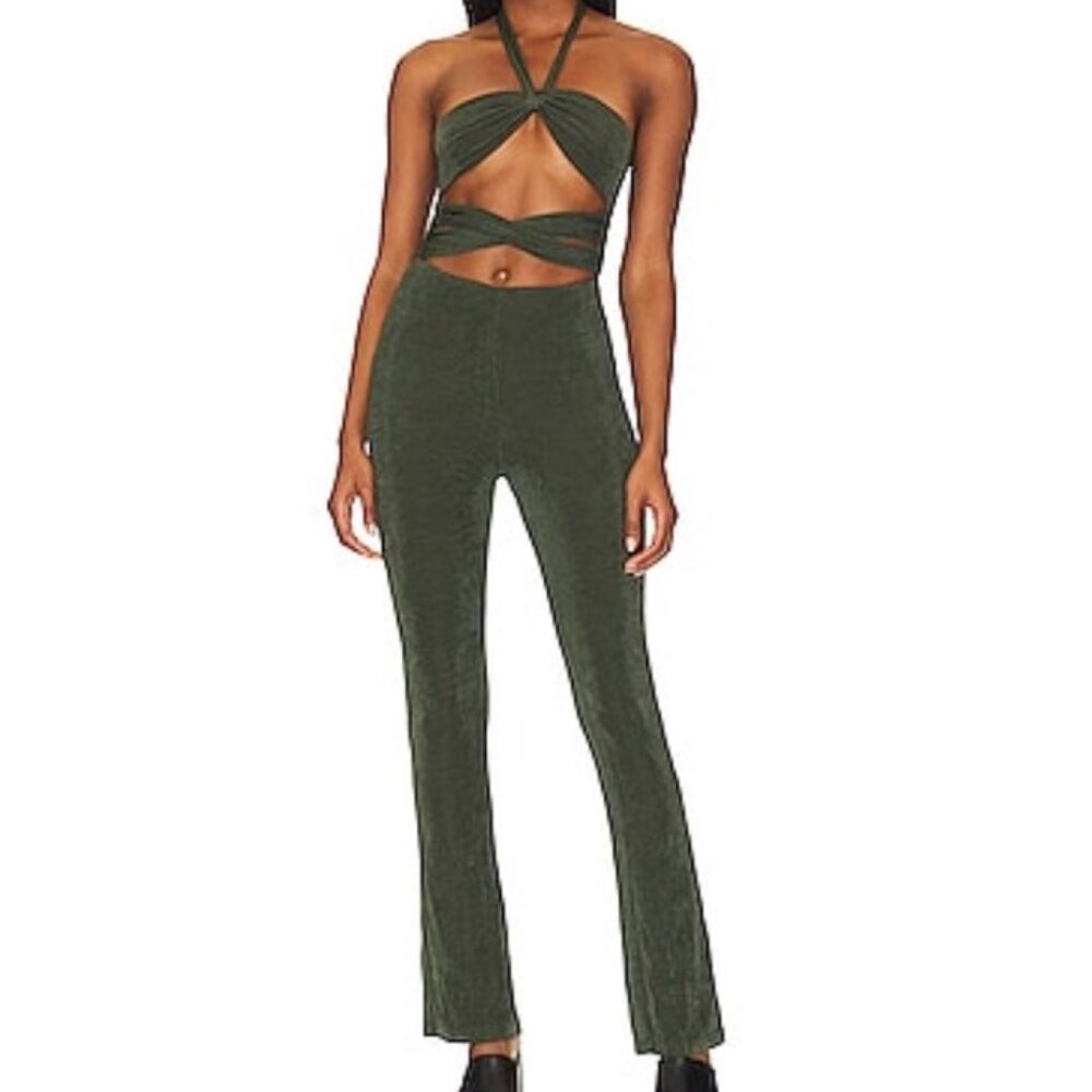 Revolve Camillie Halter Jumpsuit in Forest Green